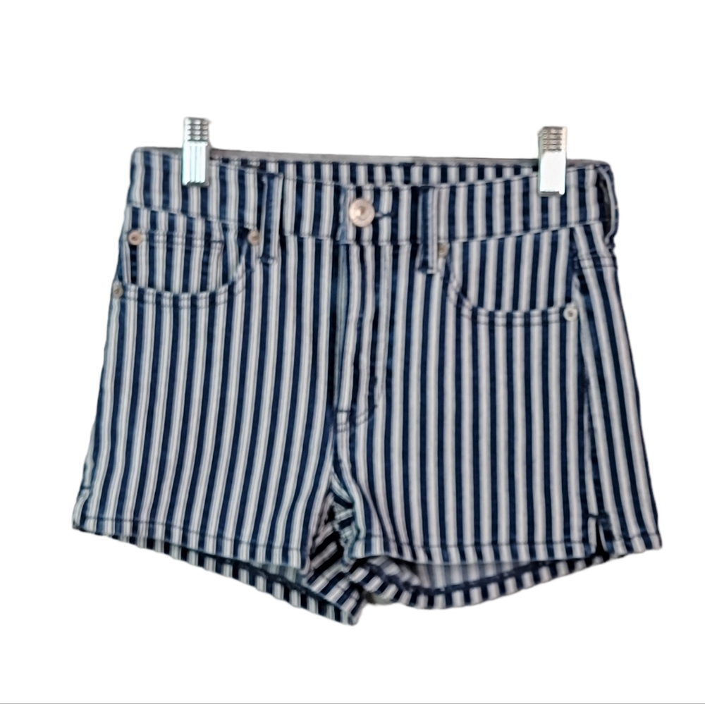 American Eagle Stripped Spring Summer Denim Jean Shorts Women's Size 2